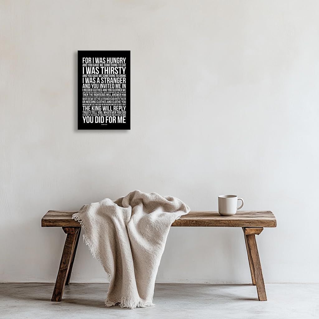 Lnzinro Matthew 25 Bible Verse Wall Art Prayer Poster Modern Framed Christian Quote Wall Decor Scripture Poster for Living Room Decor 08x12 inches
