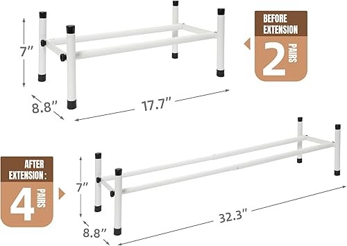 Miniatura 3 de STORAGE MANIAC Zapatero expandible, 4 pares de zapateros pequeños apilables, organizador de zapatos ajustable de metal para armario, entrada,