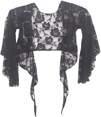 LinvMe Womens Sexy Lace Butterfly Sleeve Crop Top Belly Dance Top