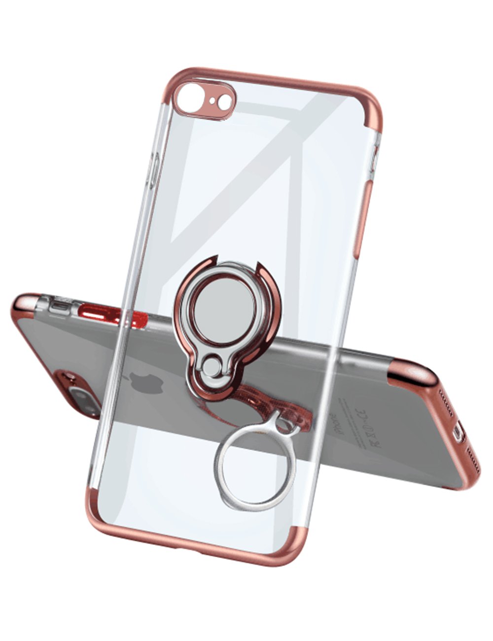 Meetree iPhone 7 Case iPhone 8 Case, Protective Cover Clear Slim Ultra Thin Case with 360 Rotating Ring Grip Holder Stand Magnetic for Car Mount Shock Absorption Bumper Case for iPhone 7 8(Rose Gold)