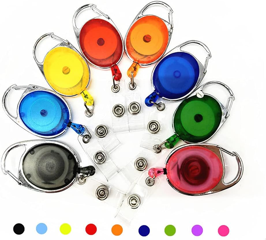 50PCS Retractable Badge Holder Reel ID Card Holder with Reel Clip Key Ring Anti-Lost Clip Key Chain 27 Inch Extended Reach Transparent Green