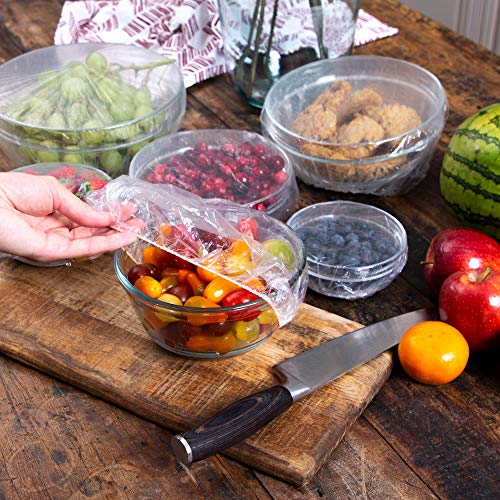 Kitchen Strong 100 Reusable Bowl Covers - Food Cover Stretch Edging, Stretchable Plastic Wrap, Elastic Storage Wraps For Storage Containers – Available In 3 Sizes #TOP2