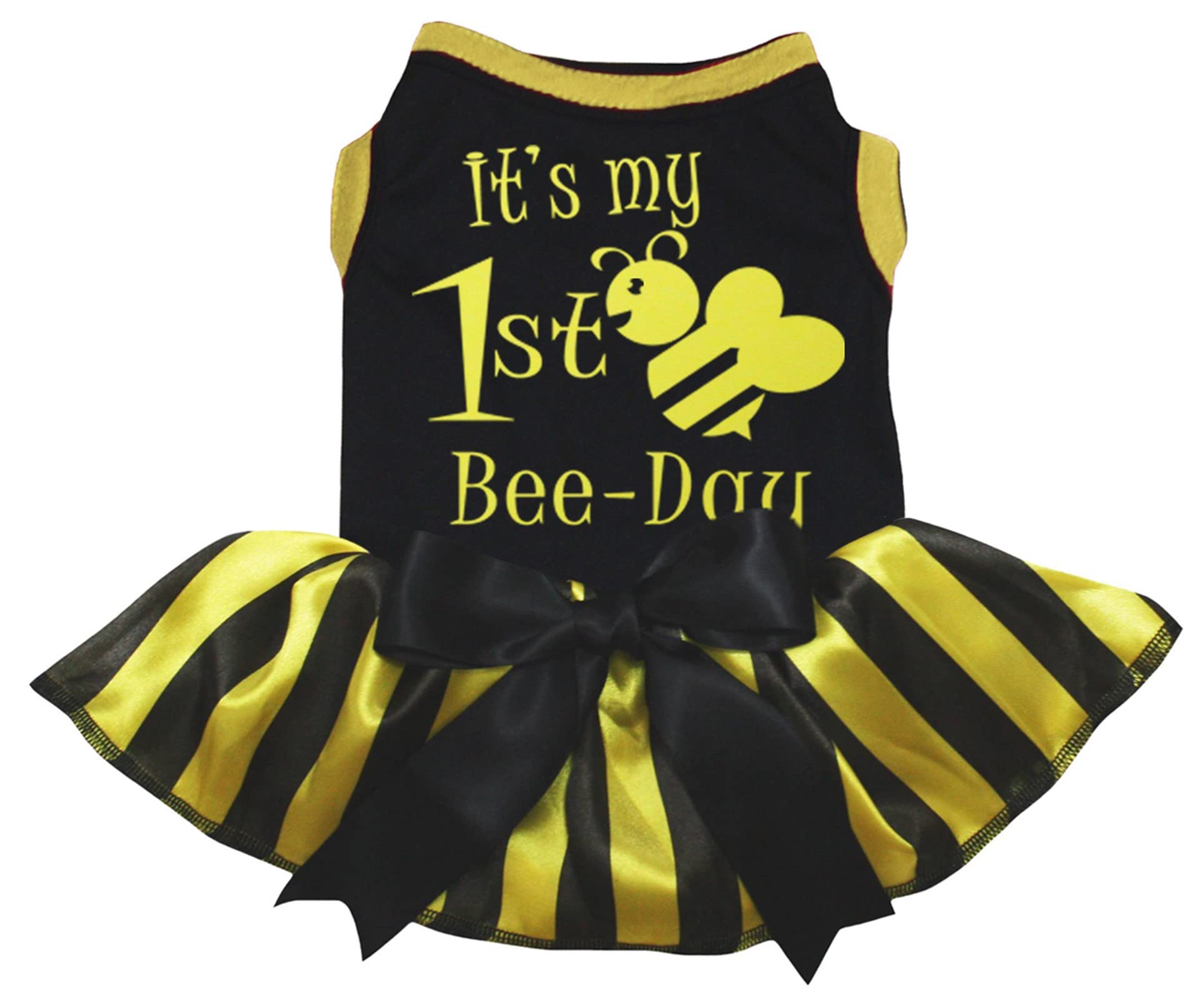 Robe pour chiot It's My 1st Bee-Day noire en taille XL pour grand chiot