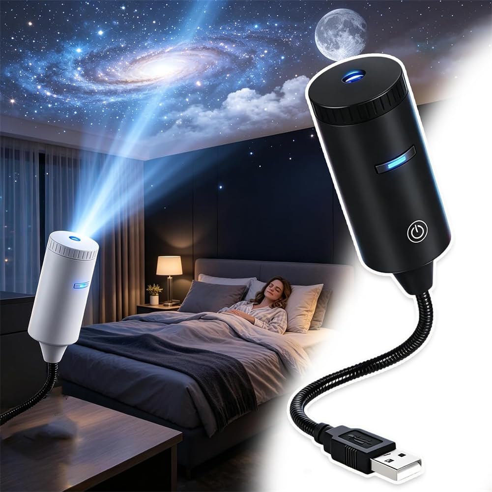 Plug and Play HD Star Projector,HD Smart Dynamic 5d Holographic Night Light Projector,360° Adjustable Projector with Two Modes,Mood Lighting USB Powered Night Light for Bedroom Ceiling Decor (Black)