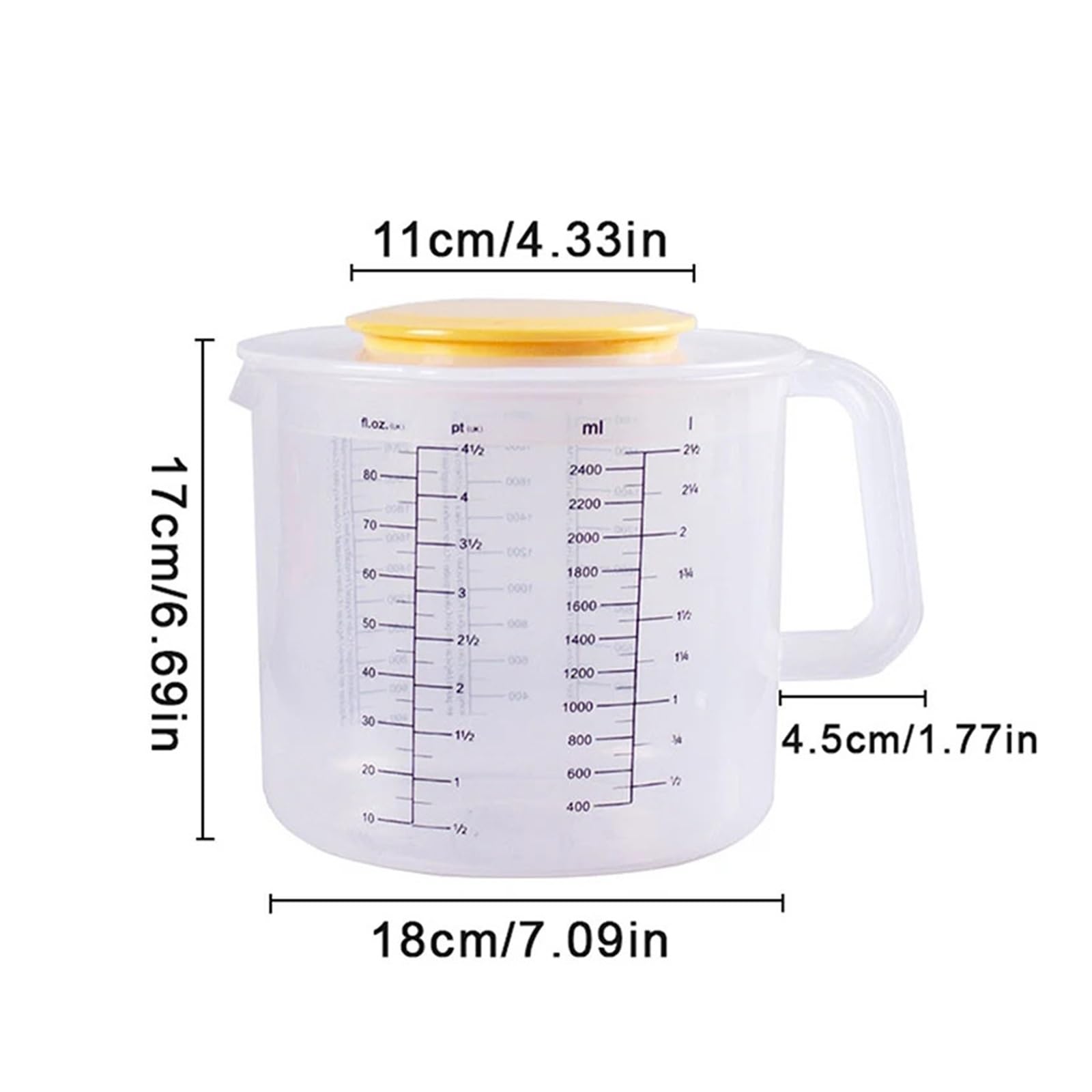 Taza medidora for hornear de gran capacidad, 2,5l, báscula, tazón mezcla for cocina, 1 ud