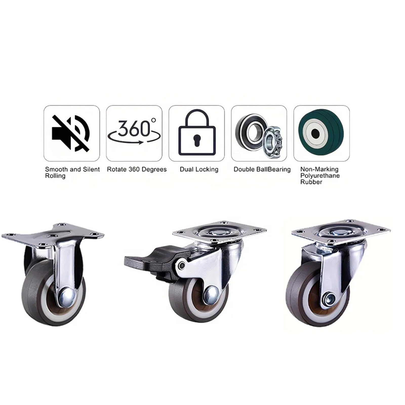 Ruedas giratorias, 4 Uds. Ruedas giratorias de 1,5/2 "Ruedas for Muebles Ruedas Alta Resistencia Goma TPR Fondo for gabinetes Banco Trabajo