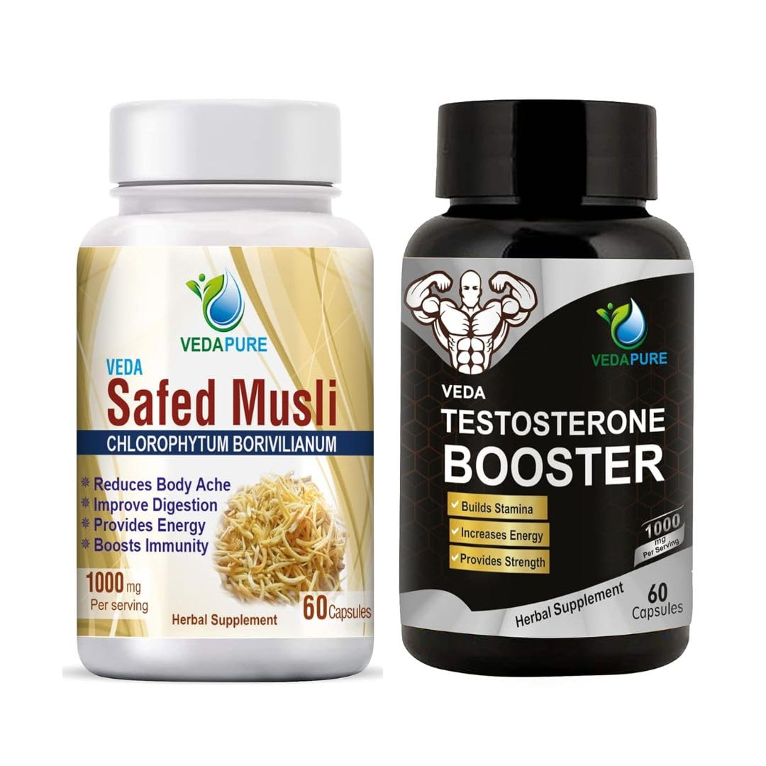 Vedapure Naturals Stamina Power Combo | Boosts Stamina and Energy - 60 Capsules Each