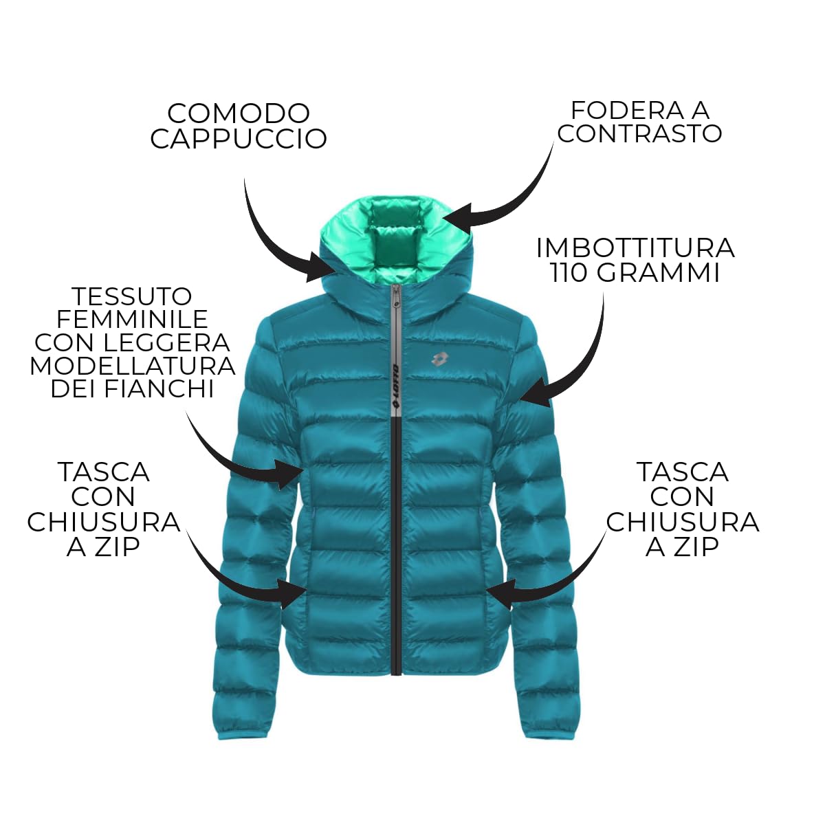Lotto GIUBBOTTO DONNA 110 GRAMMI, PIUMINO DONNA INVERNALE TRAPUNTATO IMBOTTITO 110 GRAMMI GIACCA DONNA