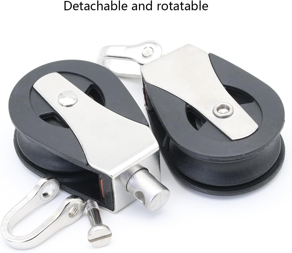 High Load Marine Boat Stainless Steel Nylon Block Single Pulley | Smooth Silent Bearing,Rope Runner Boat Accessories(2 Pcs)