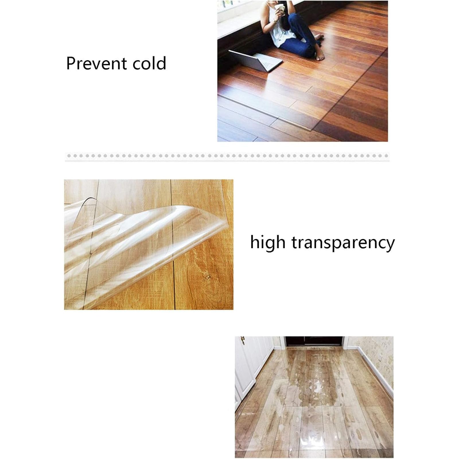PVC Bodenmatte transparent für harte Oberflächen 1,5 mm Dicke Schutzhülle aus Kunststoff für Bürostühle oder Schreibtischstühle (80 x 130 cm)
