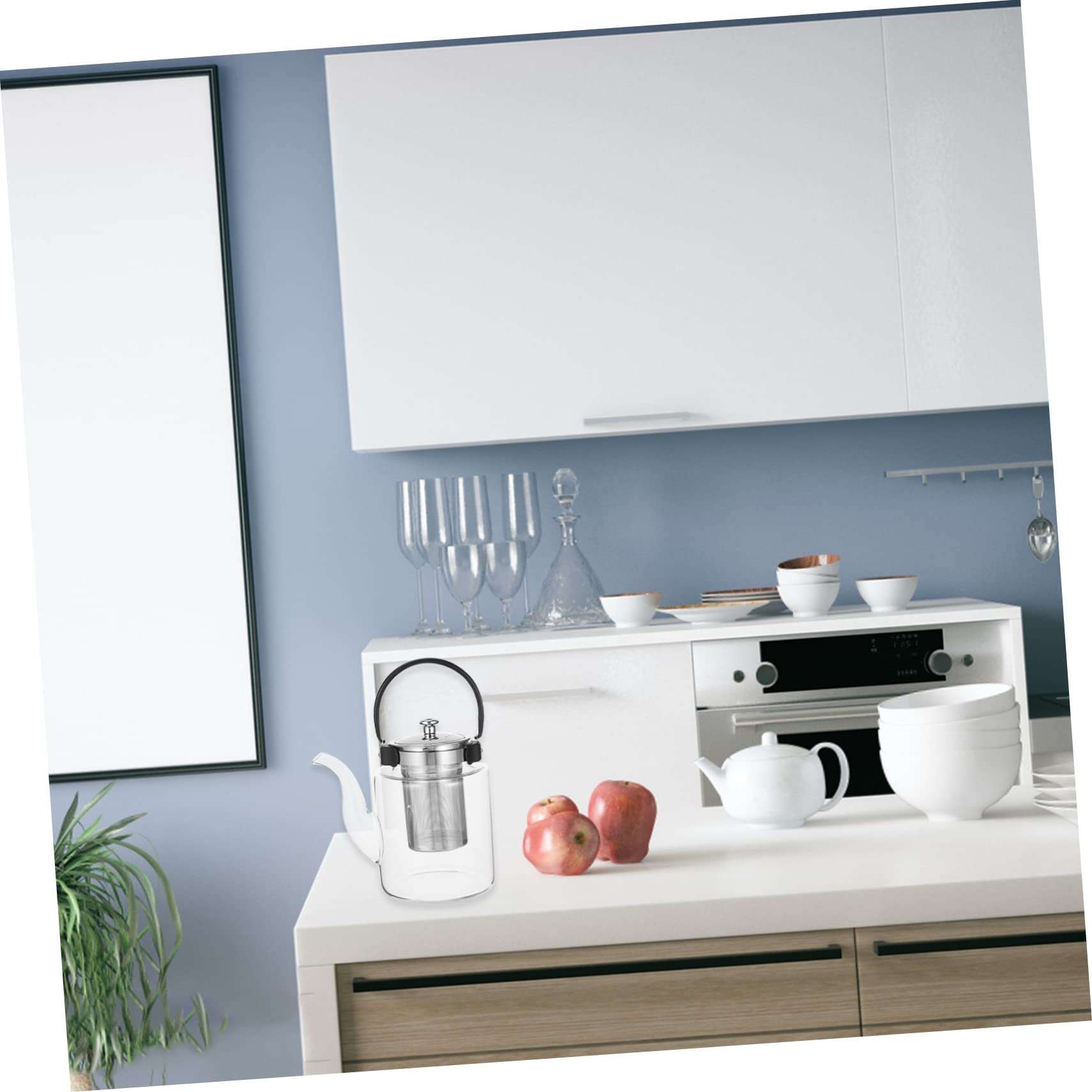 ULTECHNOVO Glas Teekessel mit Filter Durchsichtige Teekanne aus Glas Hitzebeständige Teekanne für Zuhause und Büro
