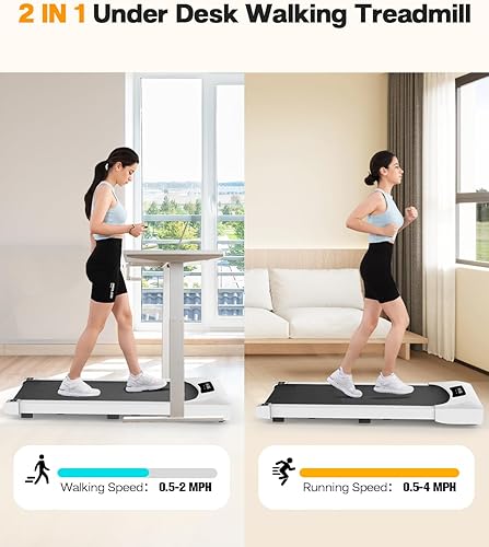 Vista 3 de FYC Caminadora para debajo del escritorio, caminadora eléctrica de 2.5 HP con control remoto/pantalla LED, capacidad de peso de 265 libras