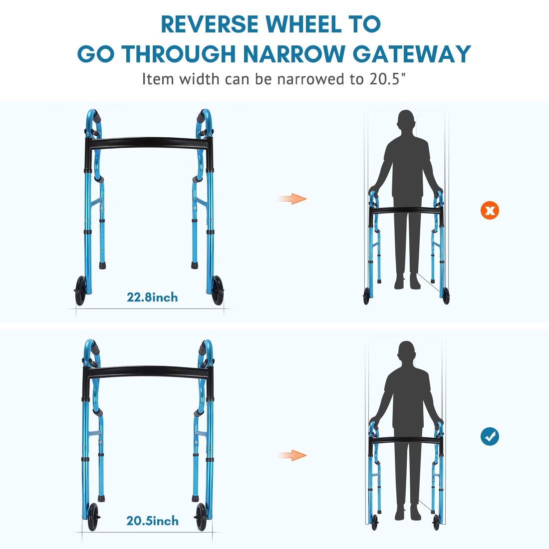 Health Line Massage Products 4in1 StandAssist Folding Walker with