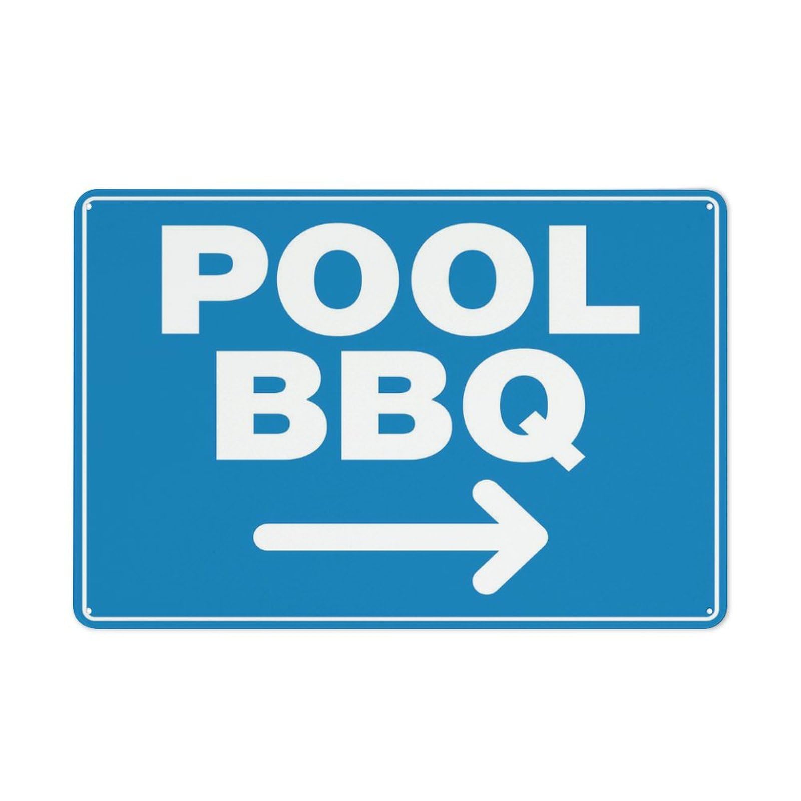 Pool Bbq Right Arrow Sign 12X8 Inch Tin Sign Great For Garden And Yard Wall Decor