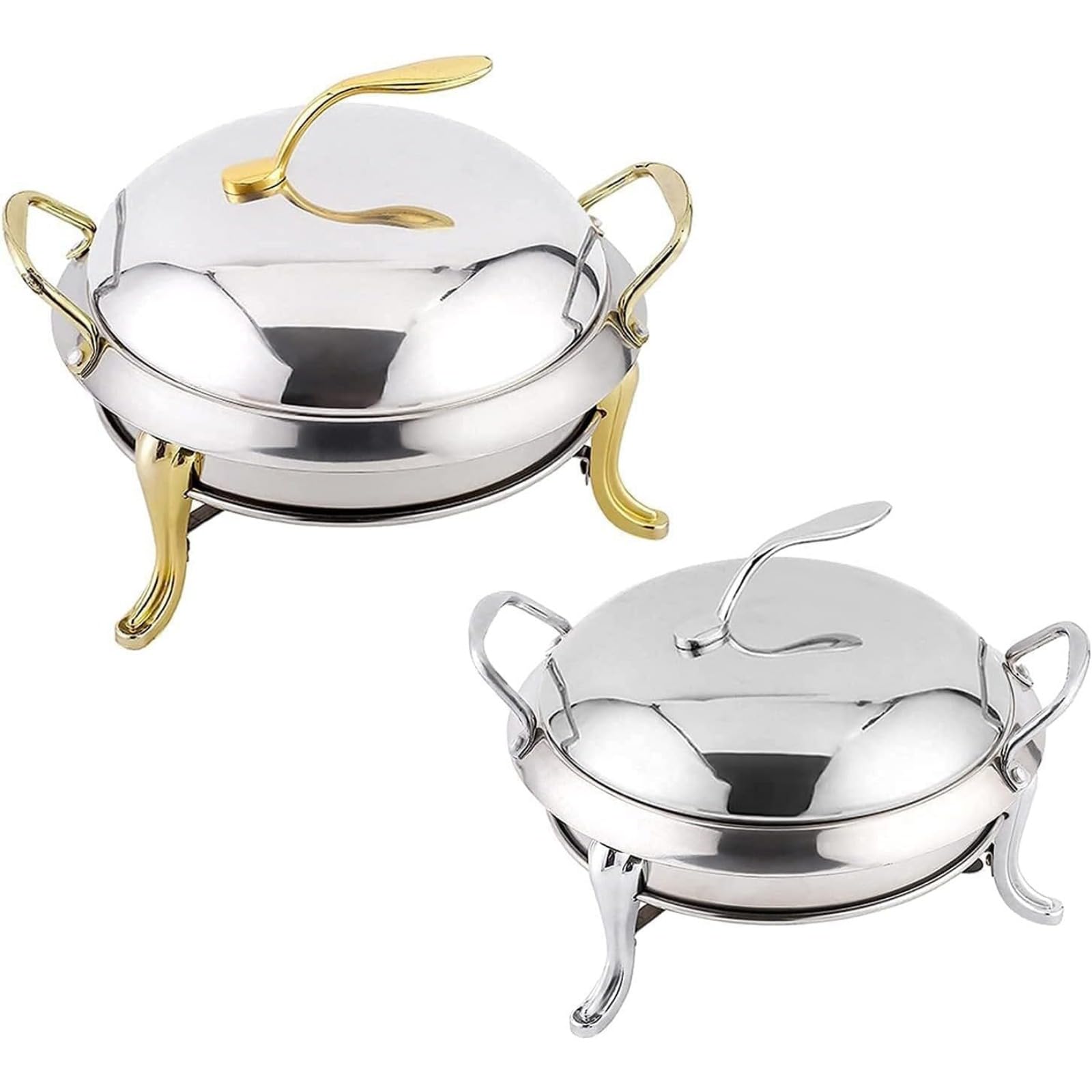 Buffet chauffant fini les plats froids lot de 2 réchauds ronds inox