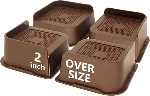 Vista 21 de Paquete de 4 elevadores de cama de 1 pulgada, elevadores de muebles de 2 pulgadas, negros, elevadores de cama resistentes para mesa, sofá, silla