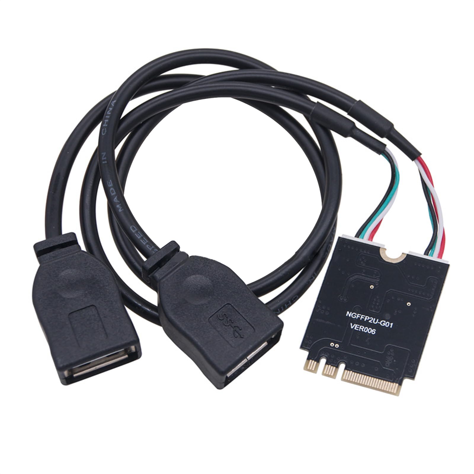 Argzm Key A Interfaces to Double Port USB 2.0 Connector Expansion Risers Card Notebook External Separate Extension Cable