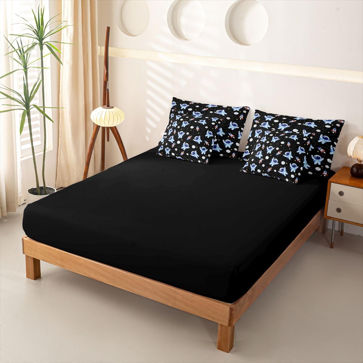 Homemissing Outer Space - Juego de funda de edredón de 7 piezas, tamaño individual, 1 funda de edredón, 1 sábana encimera, 1 sábana bajera, 2 fundas de cojín, 2 fundas de almohada, ropa de cama
