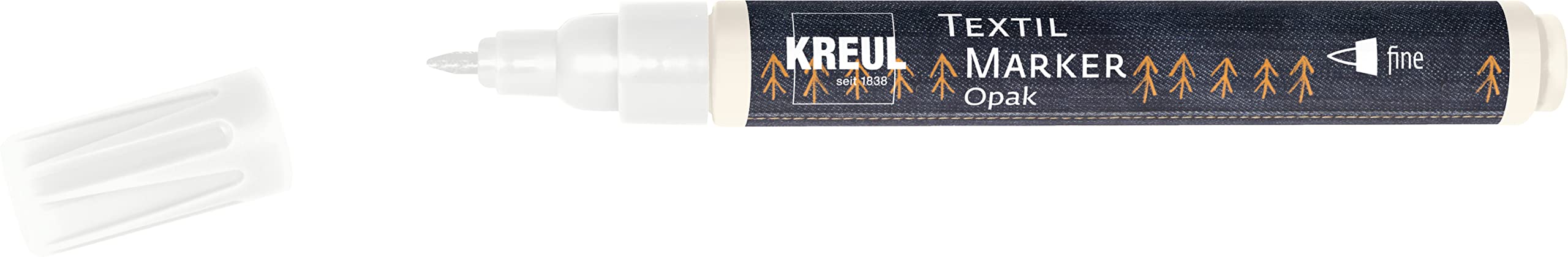 KREUL 92781 - Marcador textil opaco, fino, blanco, ancho de trazo de 1 a 2 mm, para líneas delicadas, letras y contornos, marcador textil para el diseño de tejidos claros y oscuros