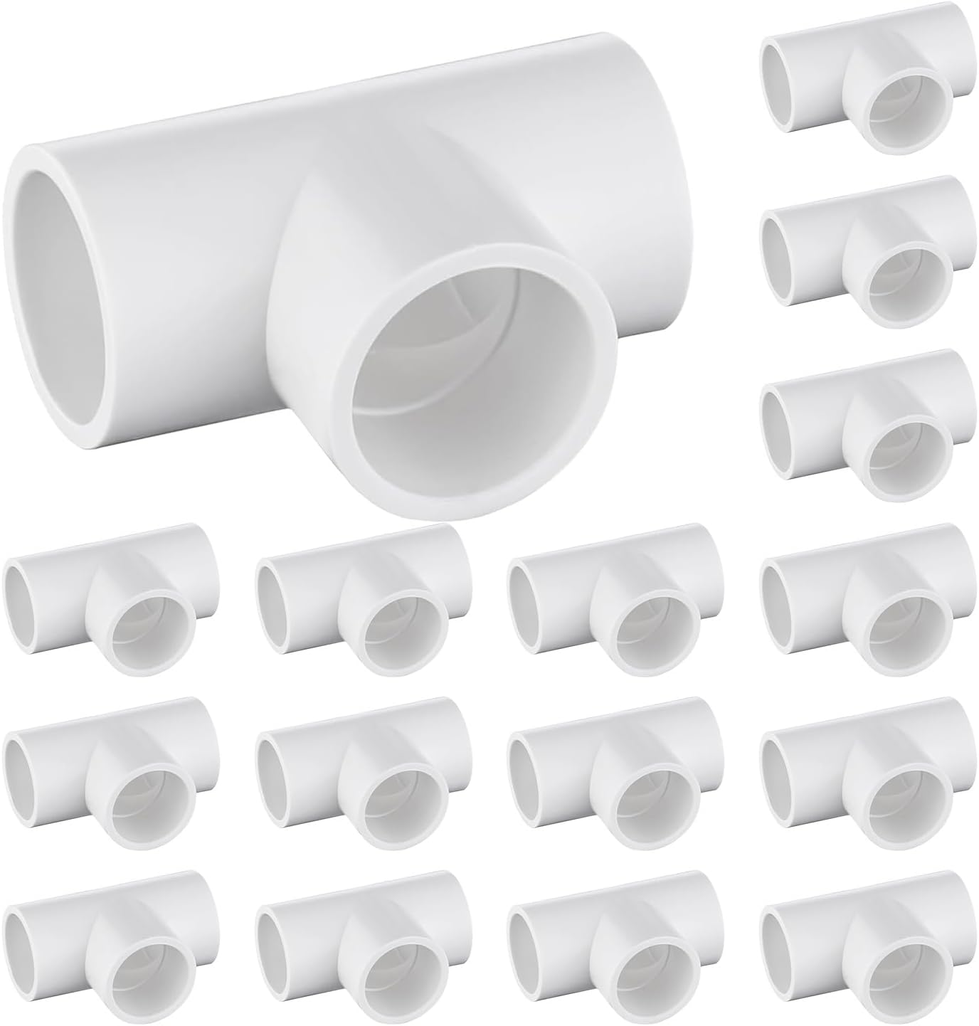 16-Packs 1 inch Tee PVC Fitting 3 Way Furniture Grade Pipe Elbow Connector for DIY PVC Shelf Greenhouse Pipe Fittings 1 Inch 3-Way Tee