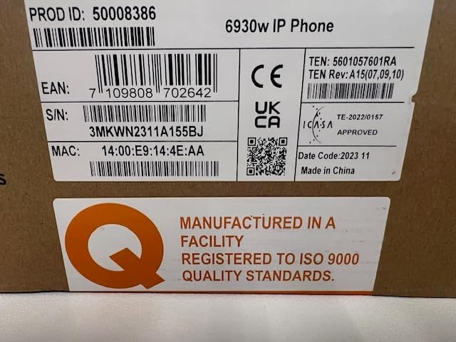 6930W IP Phone Wi-Fi Equipped (50008386) Compatible with Mitel System (Renewed)