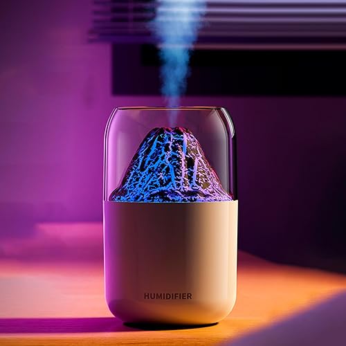 Miniatura 2 de Mini humidificador de volcán portátil, humidificador pequeño de niebla fría de 10.5 fl oz, humidificador de escritorio personal USB para dormitorio