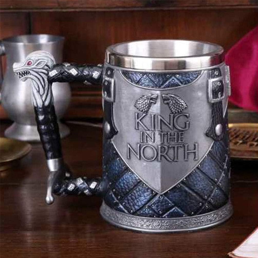 Personalise Engraved Style Mug Horn Games Beers of Mug,Stainless Steel Resin 3D Coffee Beer Mug Drinkware Cup (6.White Lion Head Handle Cup) - Image 3