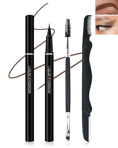 Lápiz de cejas marrón café, lápiz de cejas con punta de pincel ultrafina de 0.000 in, delineador líquido multifuncional y lápiz para cejas,