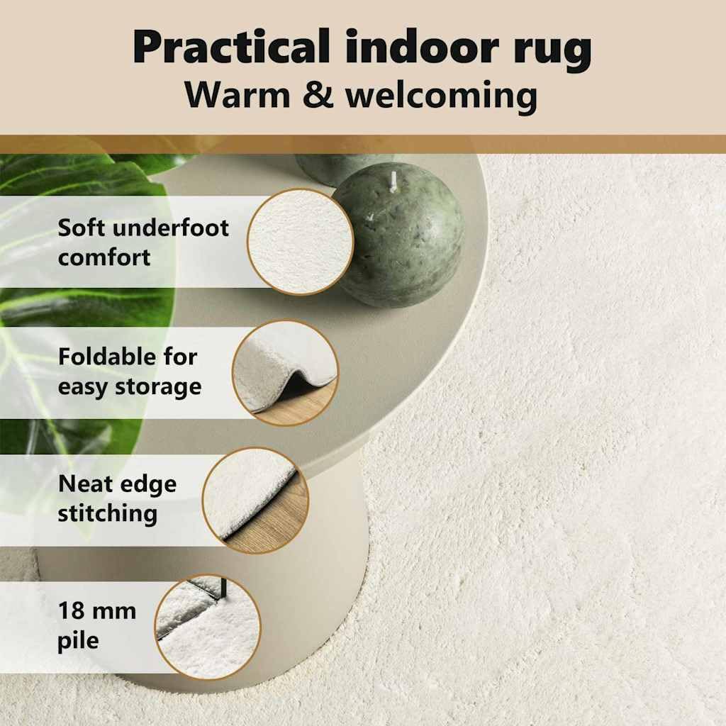 vidaXL Tapis HUARTE Crème 80 x 150 cm Polyester | Une sensation agréable sous le pied, La forme ondulée unique ajoute une ambiance contemporaine,