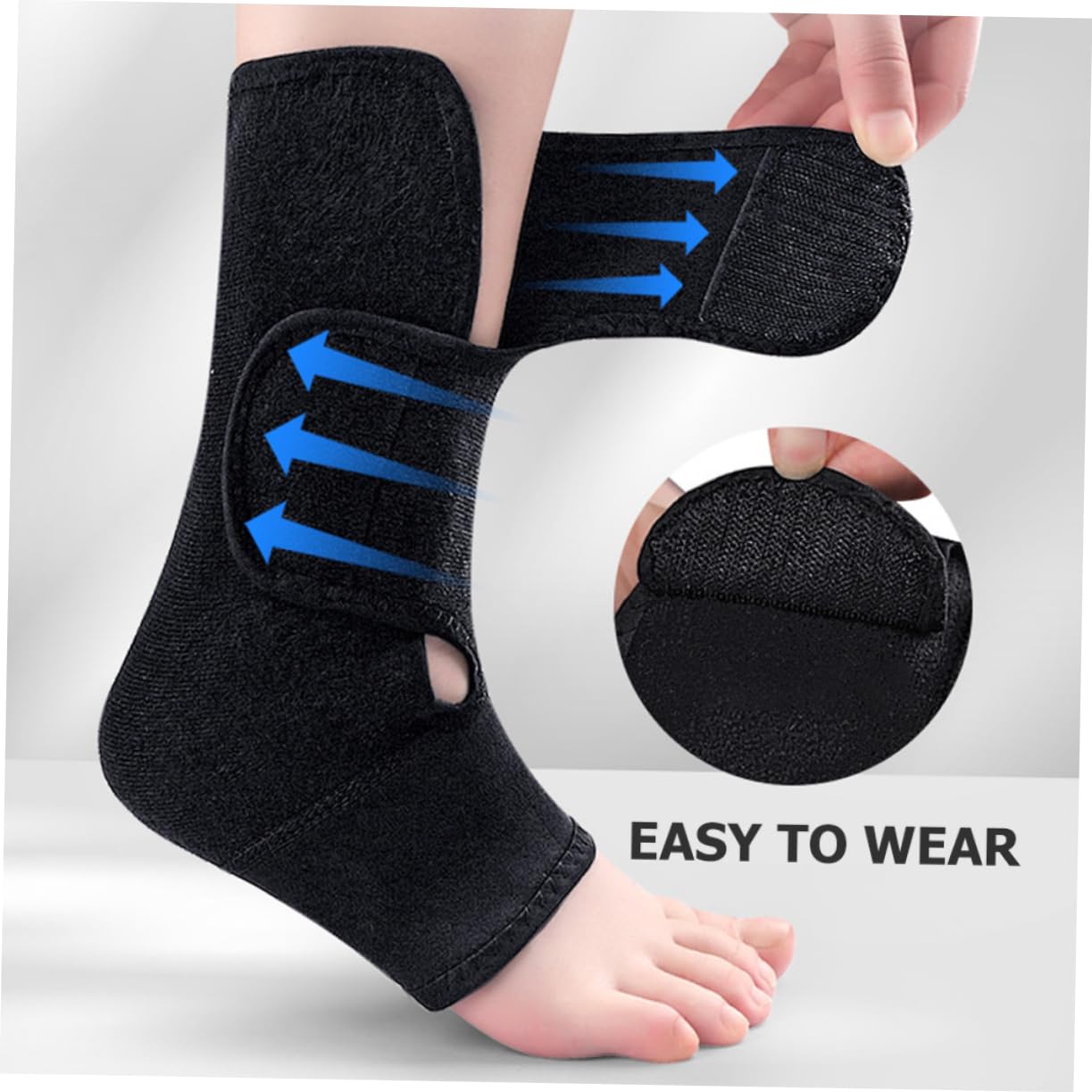 2pcs Adjustable Zipper Ankle Sleeve Compression Ankle Support for Injury Prevention Lightweight Protective Guard for Men and Women Black