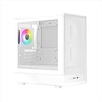 Noua Nexus PH200, Case Gaming MicroATX Compatto, Ventola PWM ARGB, Micro Tower con USB 3.0, Frontale Mesh e Laterale in Vetro Temperato, Bianco