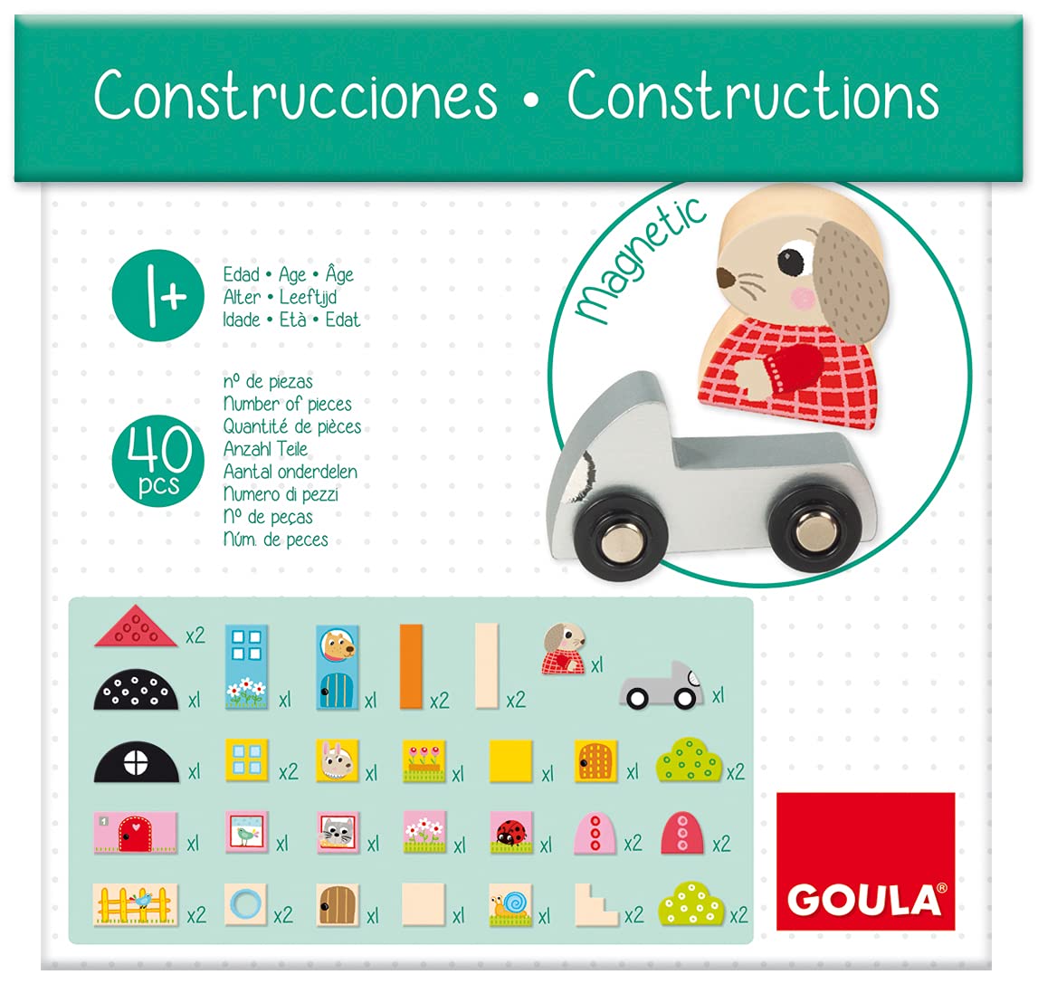Jumbo D50201 Goula-Construction, 40 drewnianych elementów, wielokolorowe
