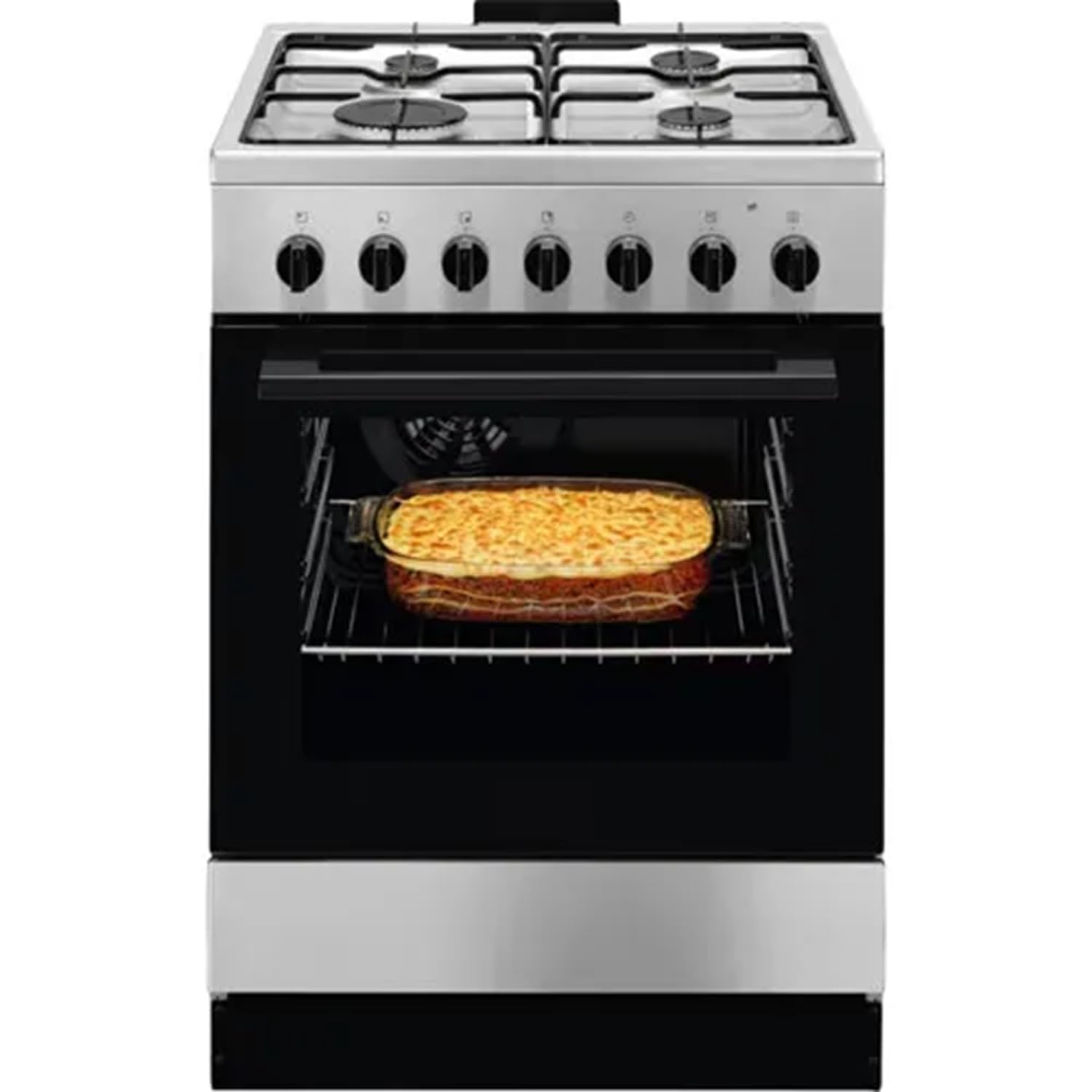 LKK620010X - Cucina a gas, n° 4 fuochi, con forno elettrico, 60x60 cm, Inox, Classe energetica A