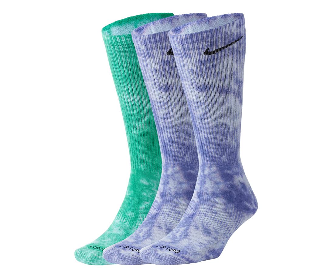 Tie Dye Nike Dri-Fit Crew Socks - Red Blue / Green