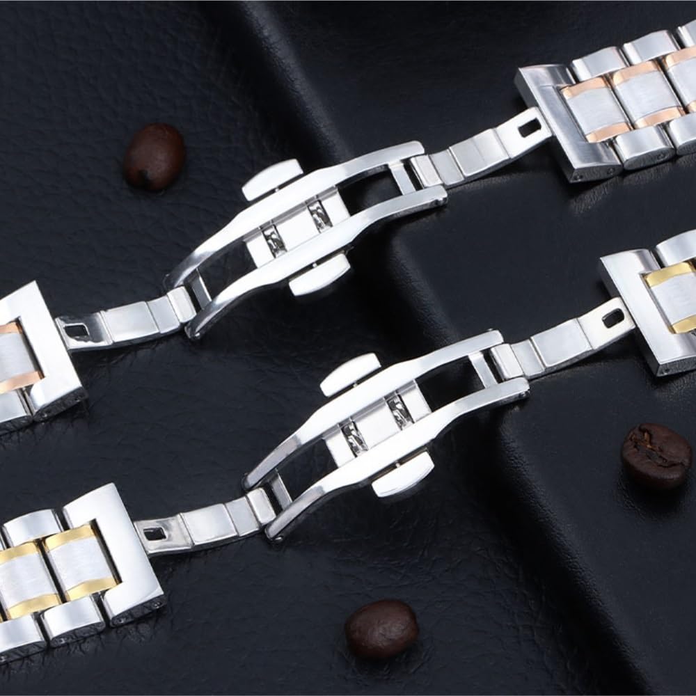 Orologi Cinturini curvi in ​​Acciaio Inossidabile Inossidabile 18 mm 20 mm 22 mm 24 mm in Metallo Flaio di Chiusura a Farfalla Universale