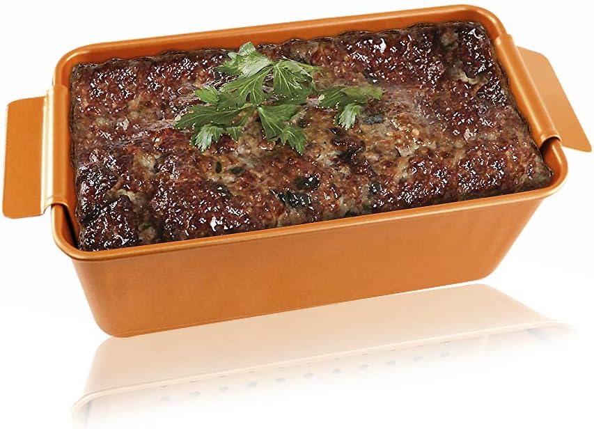 NonStick Meatloaf Pan 2Piece Healthy Meatloaf Set Copper