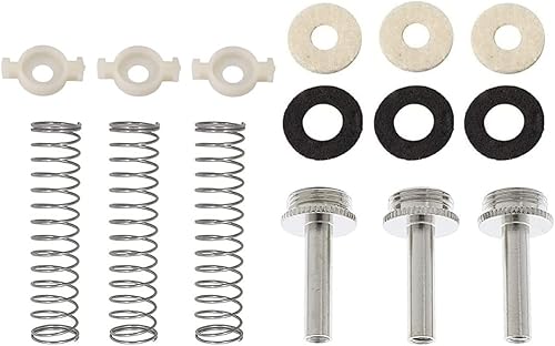 TUOREN Kit de reparación de trompeta de repuesto para válvula arandelas de fieltro guías de pistón resorte instrumentos musicales juego de 15
