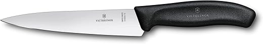 Victorinox Swiss Made Stainless Steel Swiss Classic Carving Knife, Kitchen Tool for Meat and Vegetable Cutting, 15 cm, Bla