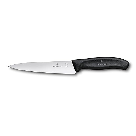 Victorinox Swiss Classic, Carving Knife, Extra Sharp Blade, Straight Edge, 15 cm, Plastic Handle, Stainless Steel, Black
