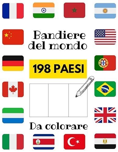 Le bandiere del mondo da colorare: Impara tutti i Paesi del mondo - Colora le bandiere di tutti i Paesi con le guide a colori che ti aiutano - Esempio a colori