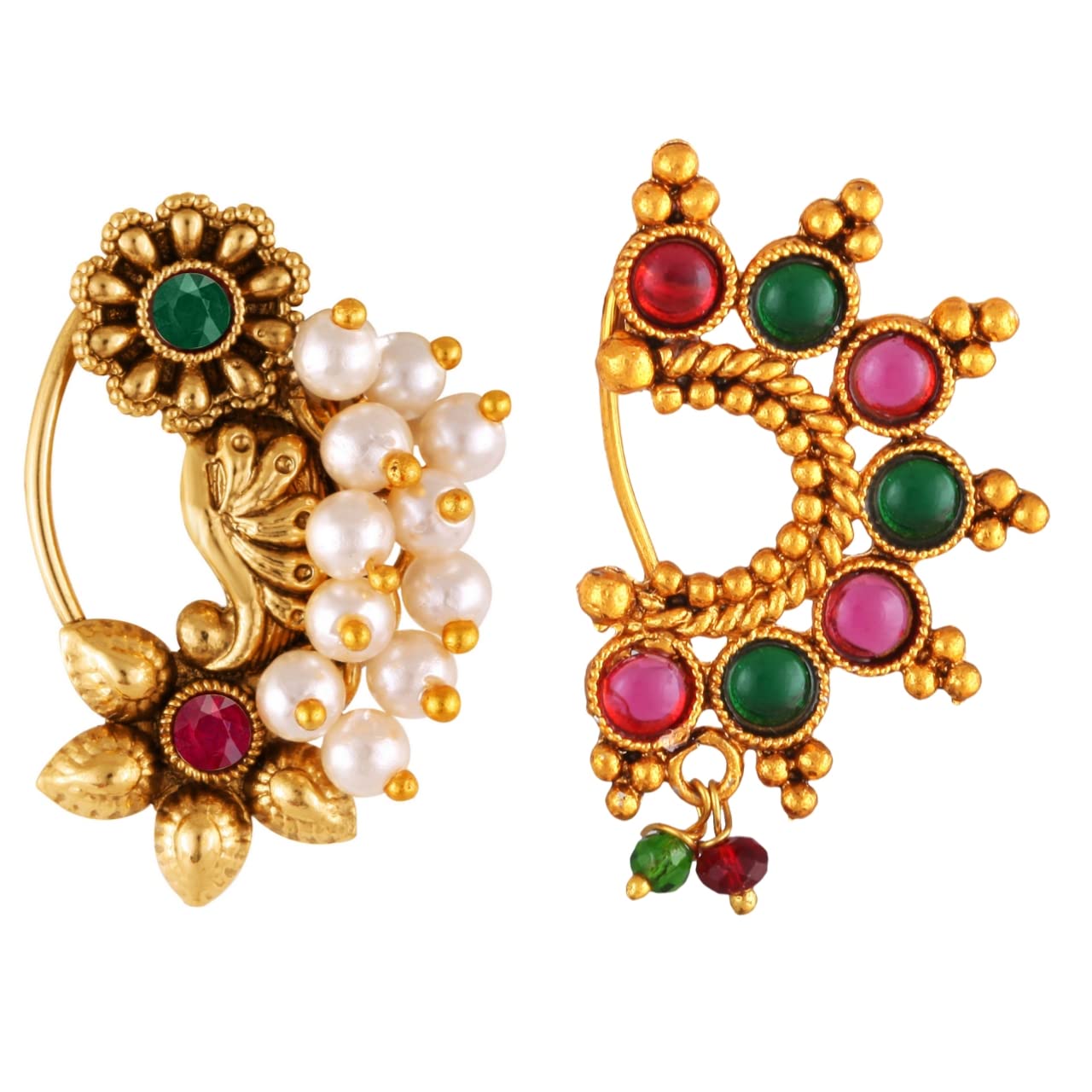 Vighnaharta Golden Moti Pearls Nath Nathiya nose pin Gold Plated Alloy two Nose Ring valentine day gift valentineday gift for her gift for him gift for women gift for woment[VFJ1180-1033NTH-Press-Multi] (B0BSFTWL5G) Amazon Price History, Amazon Price Tracker