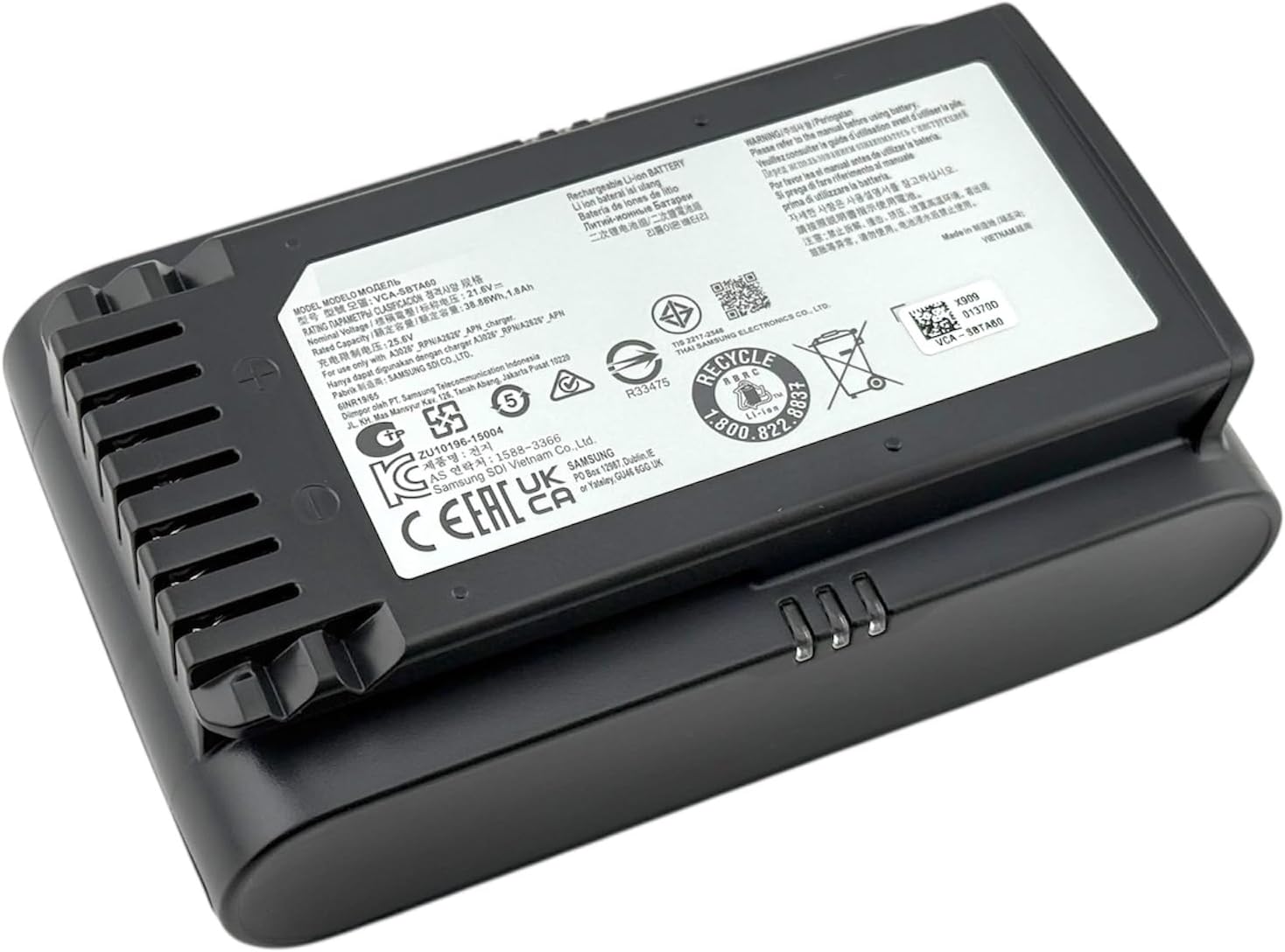 Rechargeable Li-ion Battery VCA-SBTA60 – Compatible with Samsung Jet 60, Jet 60 Fit, Jet 60 Flex Cordless Stick Vacuums