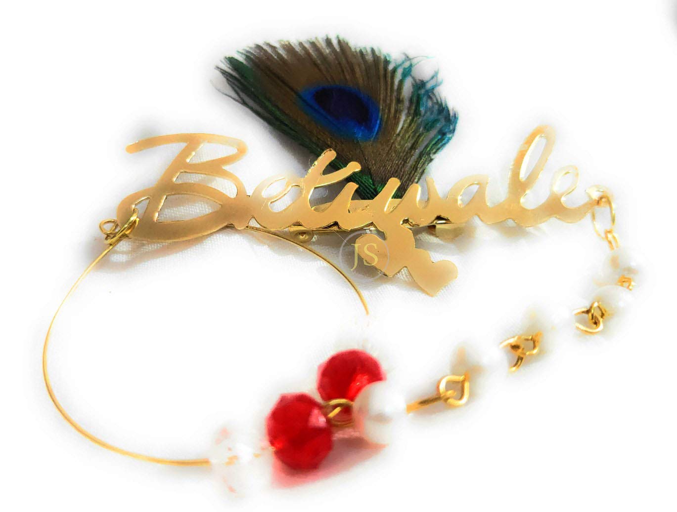 JainSaab Gold Plated in Metal Betiwale Brooches with Peacock Feather for Men and Women -25 Pieces