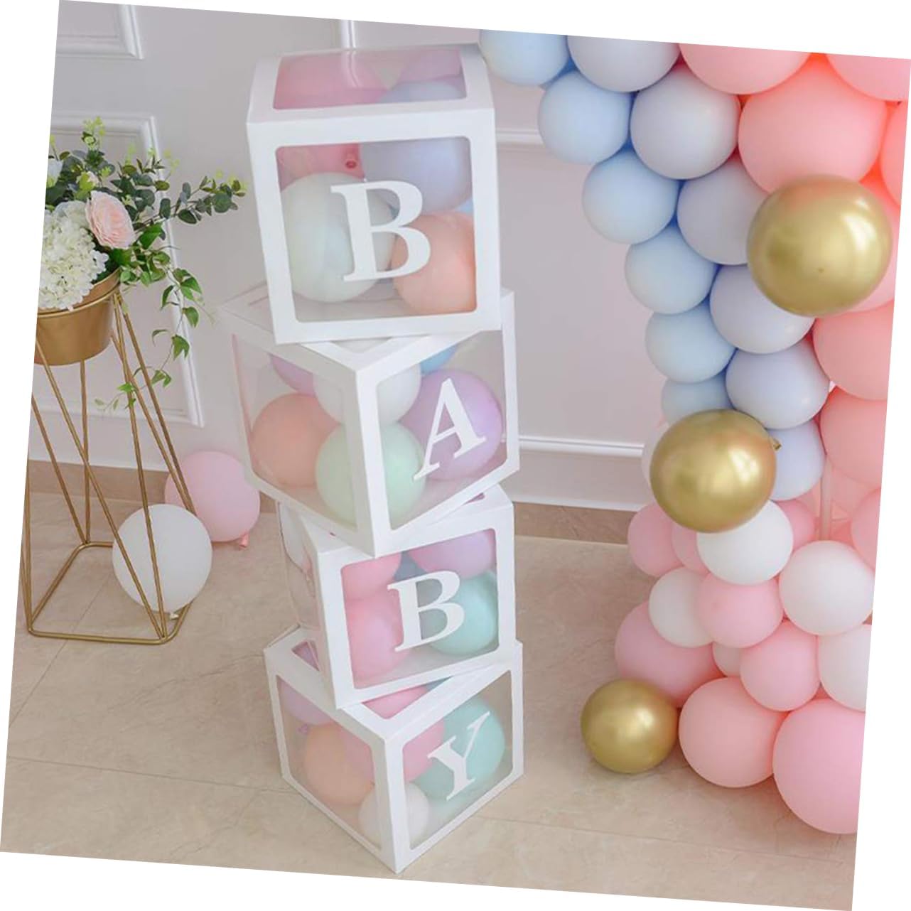 HEMOTON 4Pcs Transparent Balloon Boxes for Party Decorations Creative Wedding Valentines Day Accessories Cube Centerpieces Balloons Not Included for Showers