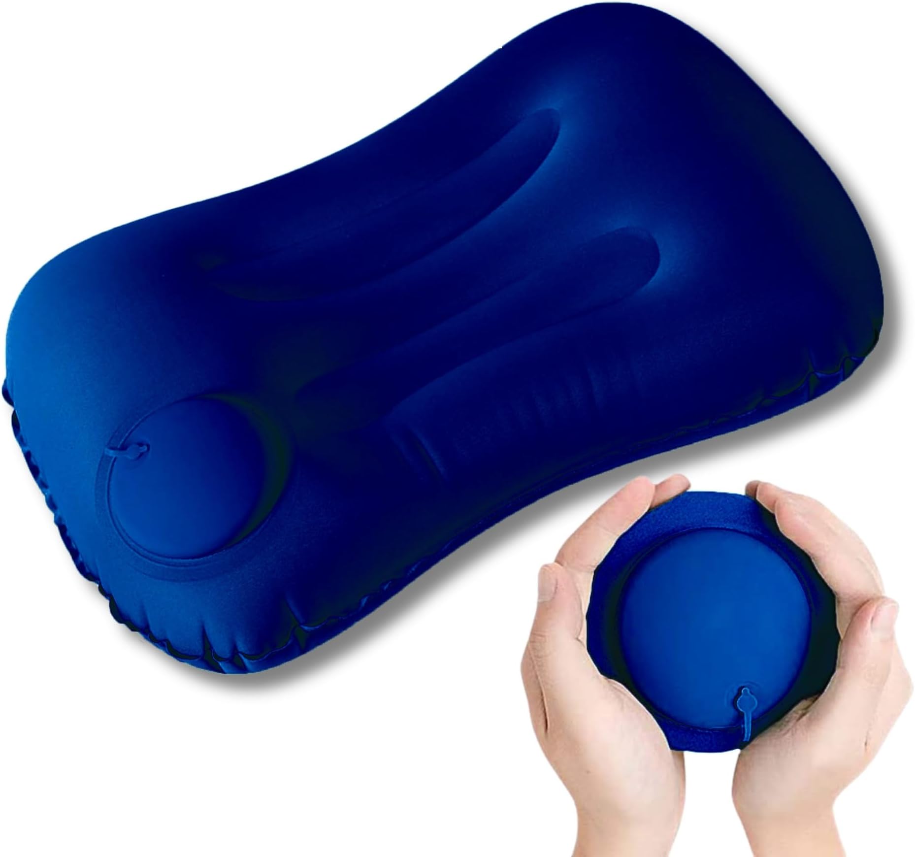 Homeaura Inflatable Travel Air Filled Pillow - Ultralight Camping Pillow For Lumbar Support - Compressible Neck Pillow For Camping, Hiking, And Travel,Blue