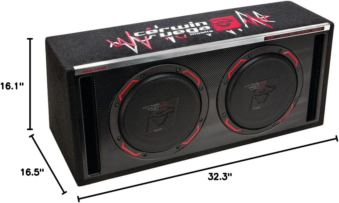 CERWIN-VEGA! HED Series Vented Subwoofer Enclosures (Passive) – Single & Dual Subwoofer Options, High-Performance Bass for Cars & Trucks (H6E10SV)