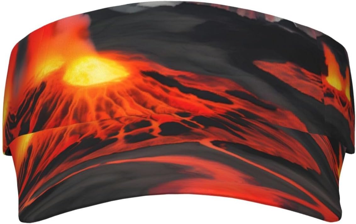 Kilauea Volcanos Print Foldable Sun Visor Hat Lightweight Adjustable Sun Visor Hat Outdoor Sports Cap for Adults Black