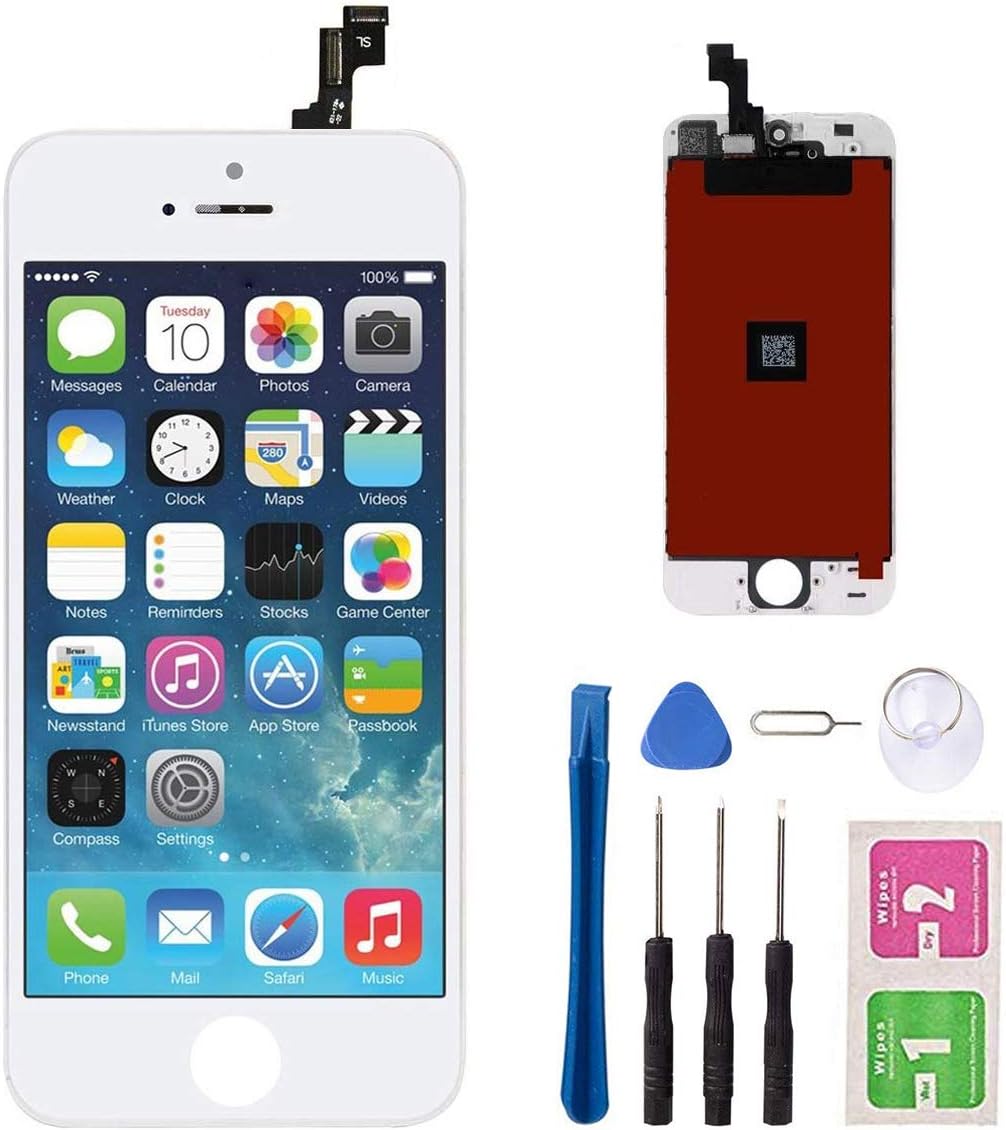 Screen Replacement for iPhone 5s/SE White 4" LCD Display Touch Screen Digitizer Replacement Full Assembly with Repair Tool Kit