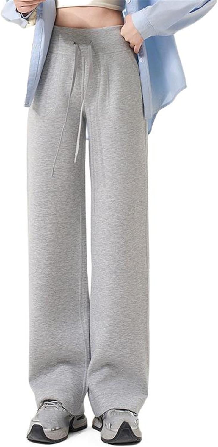 Women's Casual Pants Sporty Straight Wide Leg Spring Fall Drawstring Pants for Women