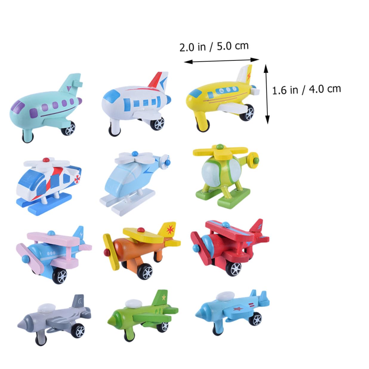 Juguete para Niños 12 Piezas Mini Aviones de Madera sin Rebabas Superficie Pulida, Juego Educativo Adecuado para Niños en Cumpleaños o Juegos
